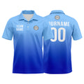 Custom Light Blue Royal Football Gradient Polo Shirts  Add Your Unique Logo/Name/Number