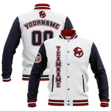 Custom White Navy Red Waterproof Varsity Jackets Personalized Stitched Name Number Logo to Letterman Jackets