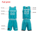 Custom Cyan Basketball Jersey Uniform Suit Printed Your Logo Name Number