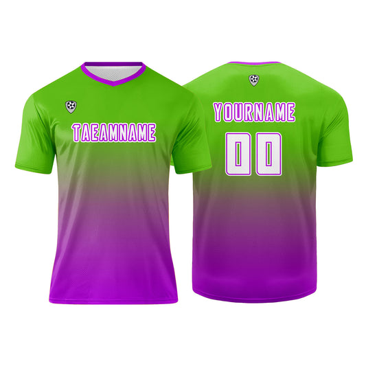 Custom Green Purple Uniform Jersey Kids Adults Personalized Set Jersey Shirt
