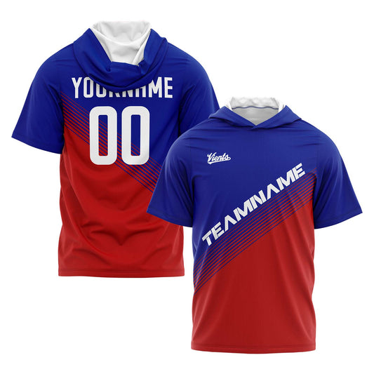 Custom Royal Red Short Sleeve Hoodies for Men Women Shirts with Hoods Printed Name Logo