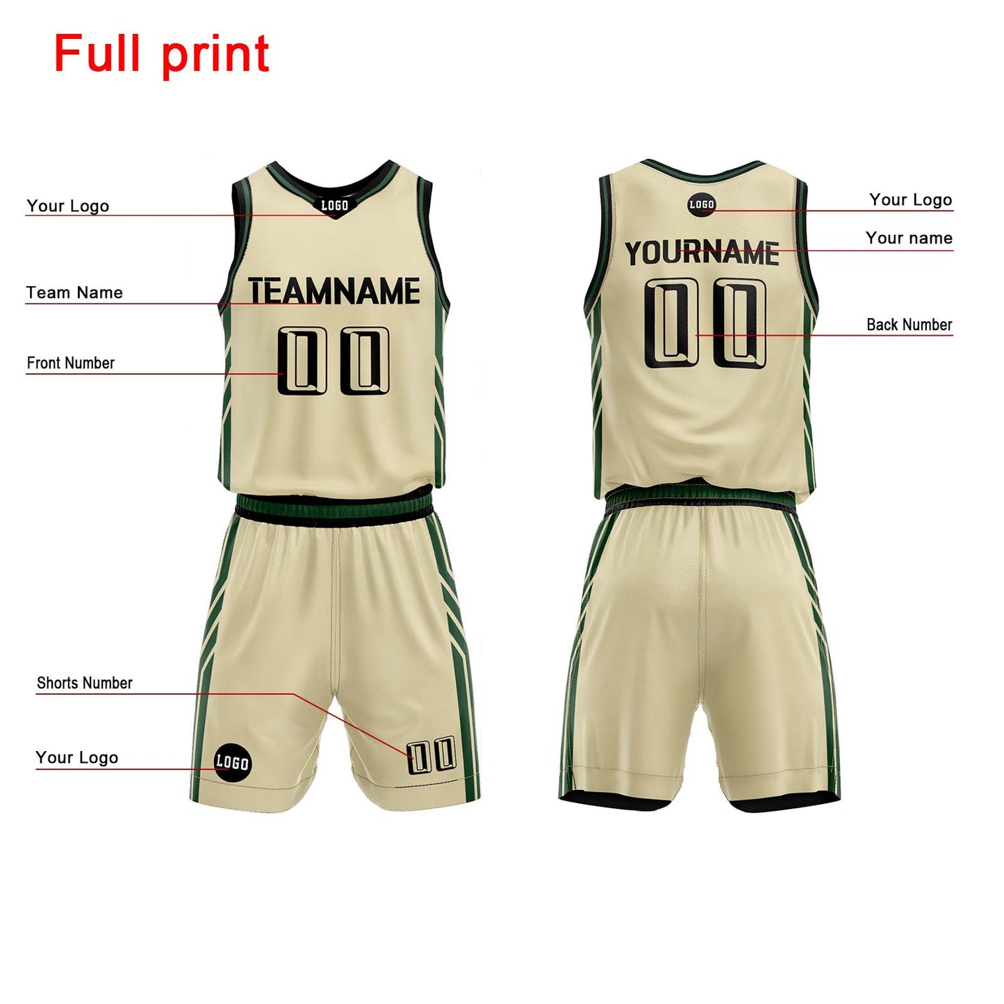 Custom Khaki Basketball Jersey Uniform Suit Printed Your Logo Name Number