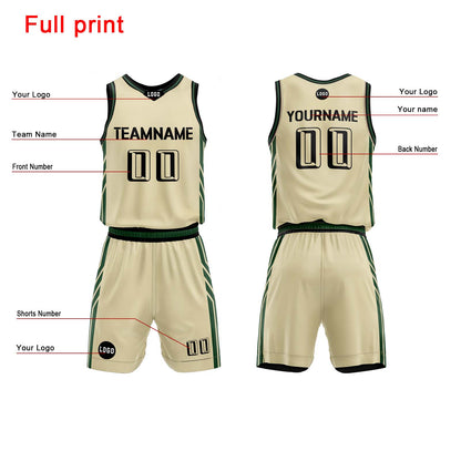 Custom Khaki Basketball Jersey Uniform Suit Printed Your Logo Name Number