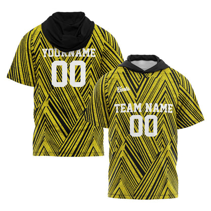 Custom Black Yellow Short Sleeve Hoodies for Men Women Shirts with Hoods Printed Name Logo