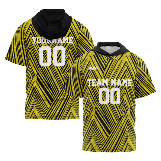 Custom Black Yellow Short Sleeve Hoodies for Men Women Shirts with Hoods Printed Name Logo