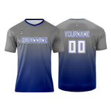 Custom Gray Blue Uniform Jersey Kids Adults Personalized Set Jersey Shirt