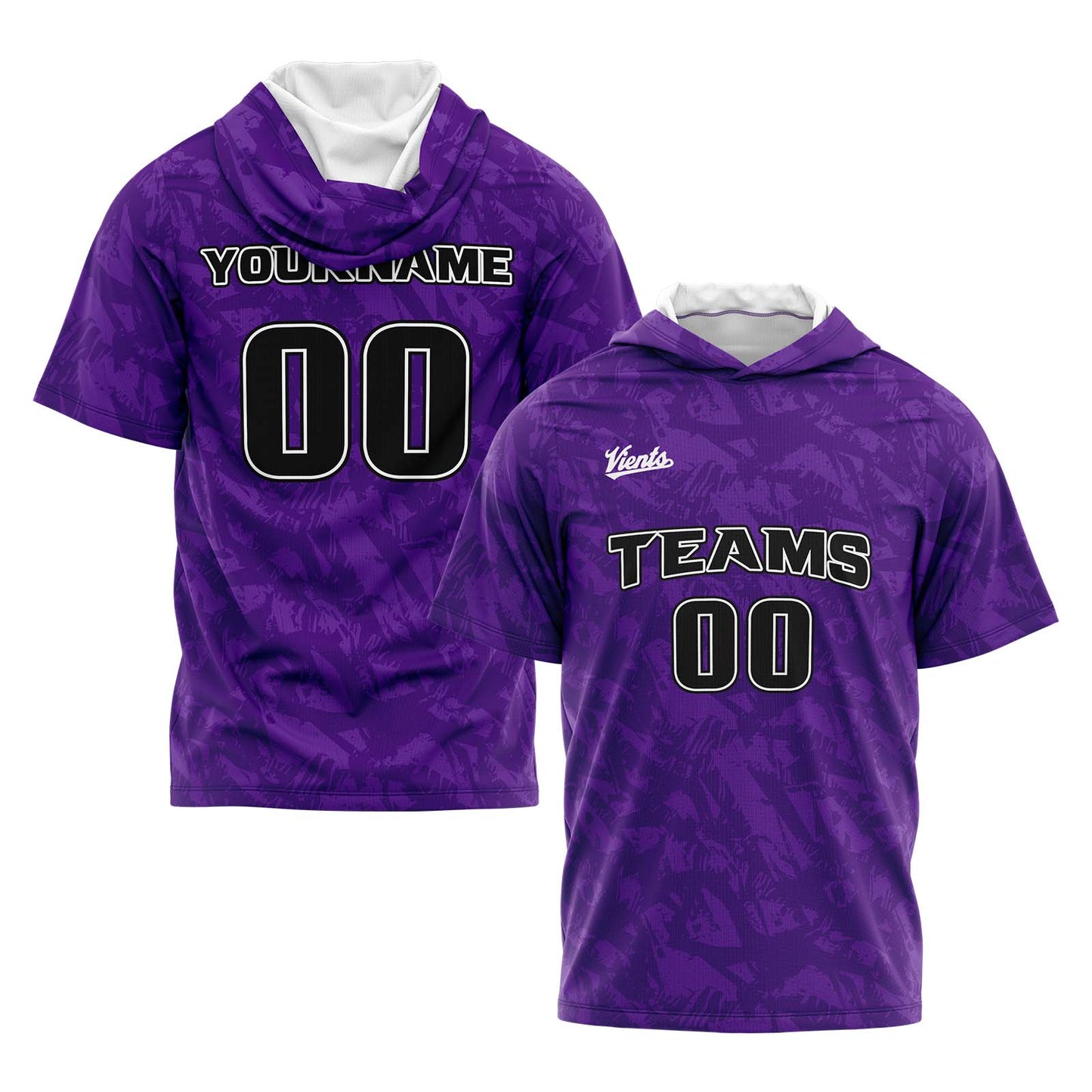 Custom Purple Short Sleeve Hoodies for Men Women Shirts with Hoods Printed Name Logo