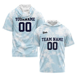 Custom Light Blue Short Sleeve Hoodies for Men Women Shirts with Hoods Printed Name Logo