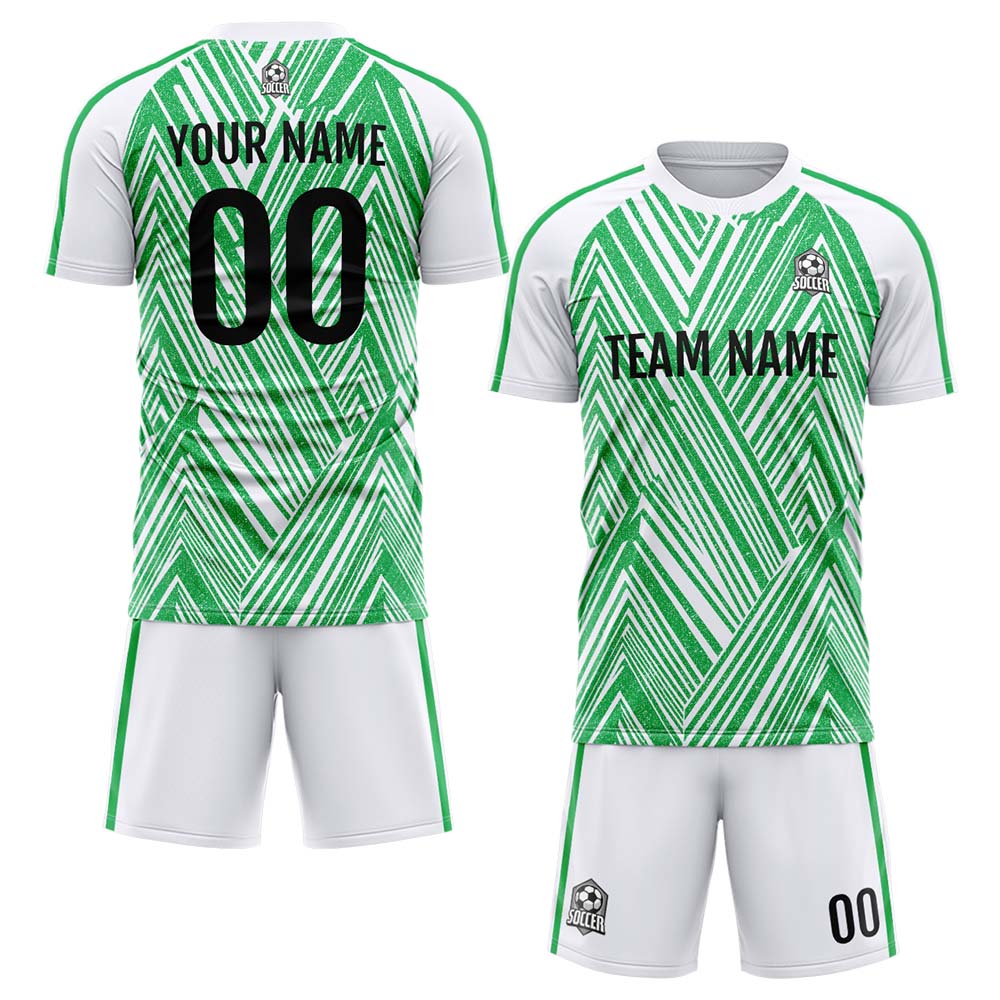 Custom Soccer Uniform Jersey Kids Adults Personalized Set Jersey Green&White