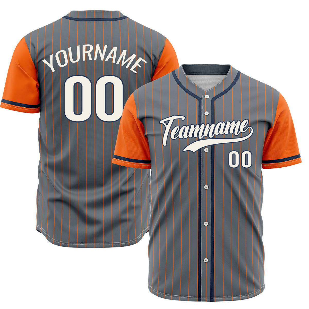 Custom Gray Orange Hip Hop Baseball Jersey Stitched Printed - Personalized Name Number Shirts #BB-0919-0062