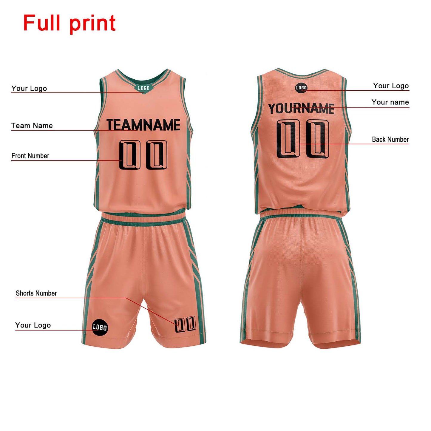 Custom Skin Tone Basketball Jersey Uniform Suit Printed Your Logo Name Number