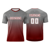 Custom Gray Red Uniform Jersey Kids Adults Personalized Set Jersey Shirt