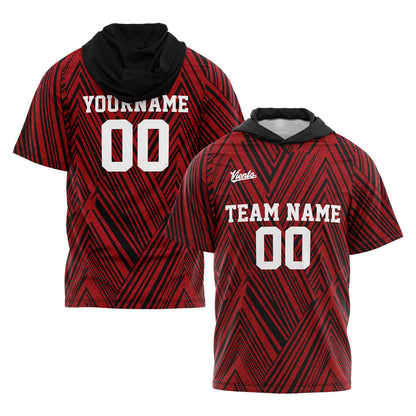 Custom Black Red Short Sleeve Hoodies for Men Women Shirts with Hoods Printed Name Logo