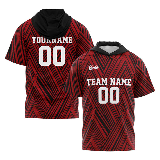 Custom Black Red Short Sleeve Hoodies for Men Women Shirts with Hoods Printed Name Logo