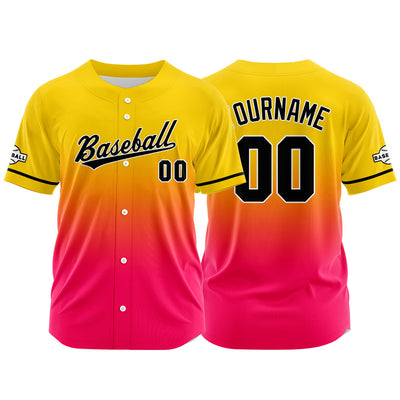 Custom Full Print Design  Baseball Jersey Yellow&Hot Pink