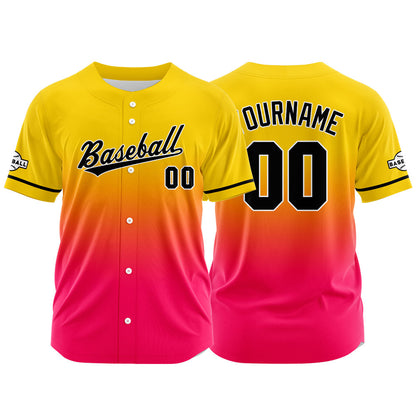 Custom Full Print Design  Baseball Jersey Yellow&Hot Pink