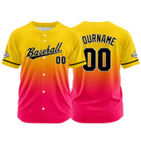 Custom Full Print Design  Baseball Jersey Yellow&Hot Pink