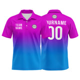 Custom Pink Purple Blue Football Polo Shirts  Add Your Unique Logo/Name/Number