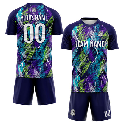 Custom Purple Light Blue Uniform Jersey Kids Adults Personalized Set Jersey Shirt