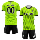 Custom Soccer Uniform Jersey Kids Adults Personalized Set Jersey Neon Green&Black Wave