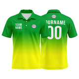 Custom Green Yellow Football Gradient Polo Shirts  Add Your Unique Logo/Name/Number