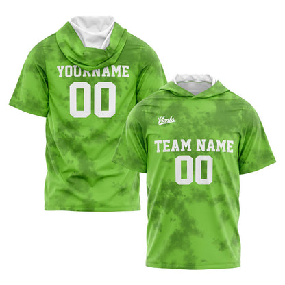 Custom Green Short Sleeve Hoodies for Men Women Shirts with Hoods Printed Name Logo