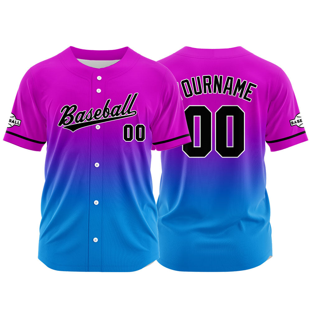 Custom Full Print Design  Baseball Jersey Pink Purple&Blue