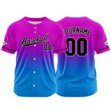 Custom Full Print Design  Baseball Jersey Pink Purple&Blue