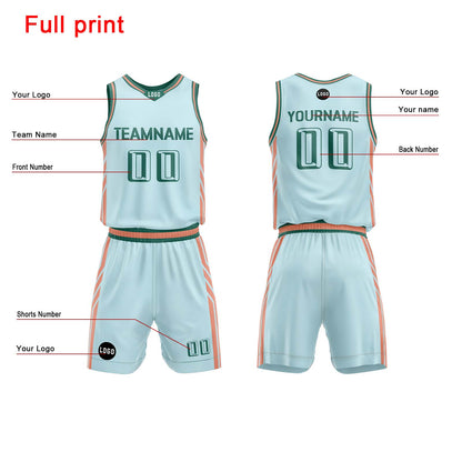 Custom Tiffany Blue Basketball Jersey Uniform Suit Printed Your Logo Name Number