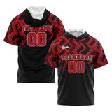 Custom Red Black Short Sleeve Hoodies for Men Women Shirts with Hoods Printed Name Logo