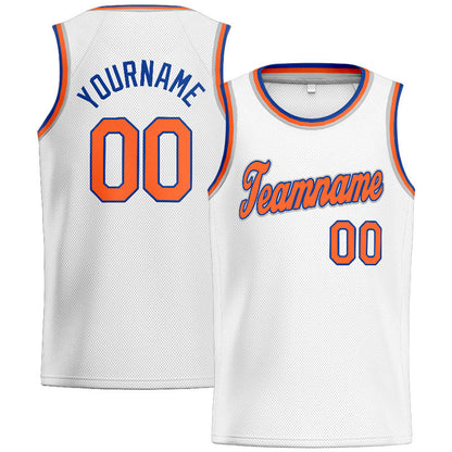 Custom Stitched Basketball Jersey for Men, Women And Kids White-Orange-Royal