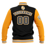 Custom Black Yellow Grey Waterproof Varsity Jackets Personalized Stitched Name Number Logo to Letterman Jackets