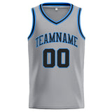 Custom Stitched Basketball Jersey for Men, Women And Kids Gray-Black-Light Blue