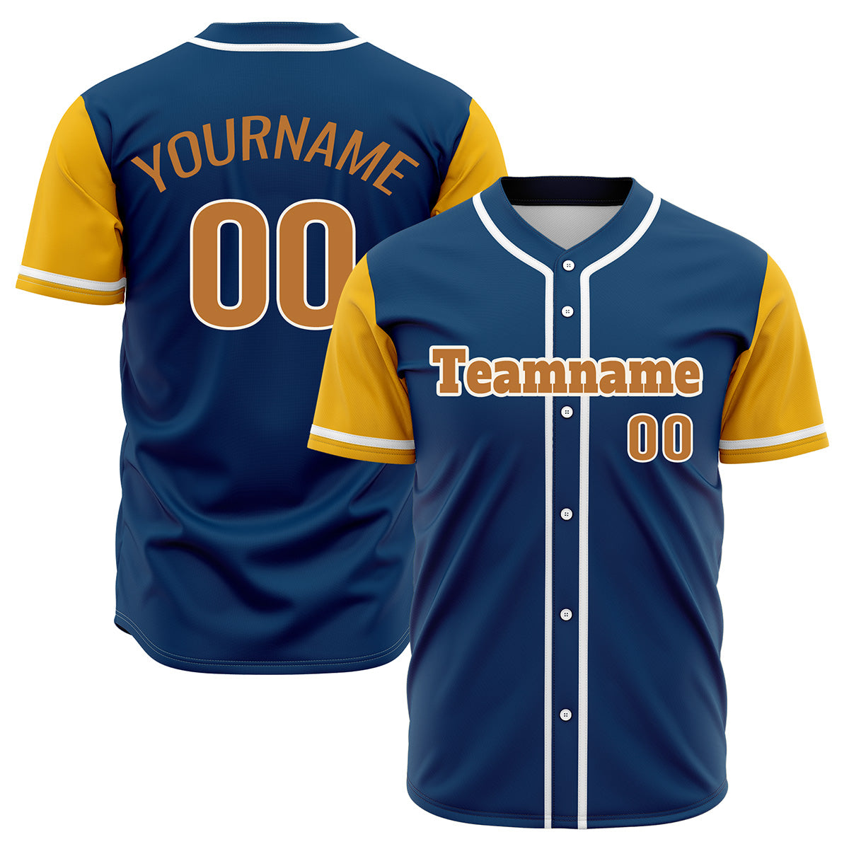 Custom Navy Blue Yellow Hip Hop Baseball Jersey Stitched Printed - Personalized Name Number Shirts #BB-0919-0066