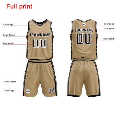Custom Gold Basketball Jersey Uniform Suit Printed Your Logo Name Number