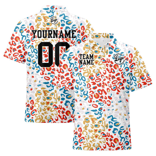 Custom Football Polo Shirts  Add Your Unique Logo/Name/Number Leopard print