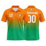 Custom Orange Green Football Polo Shirts  Add Your Unique Logo/Name/Number