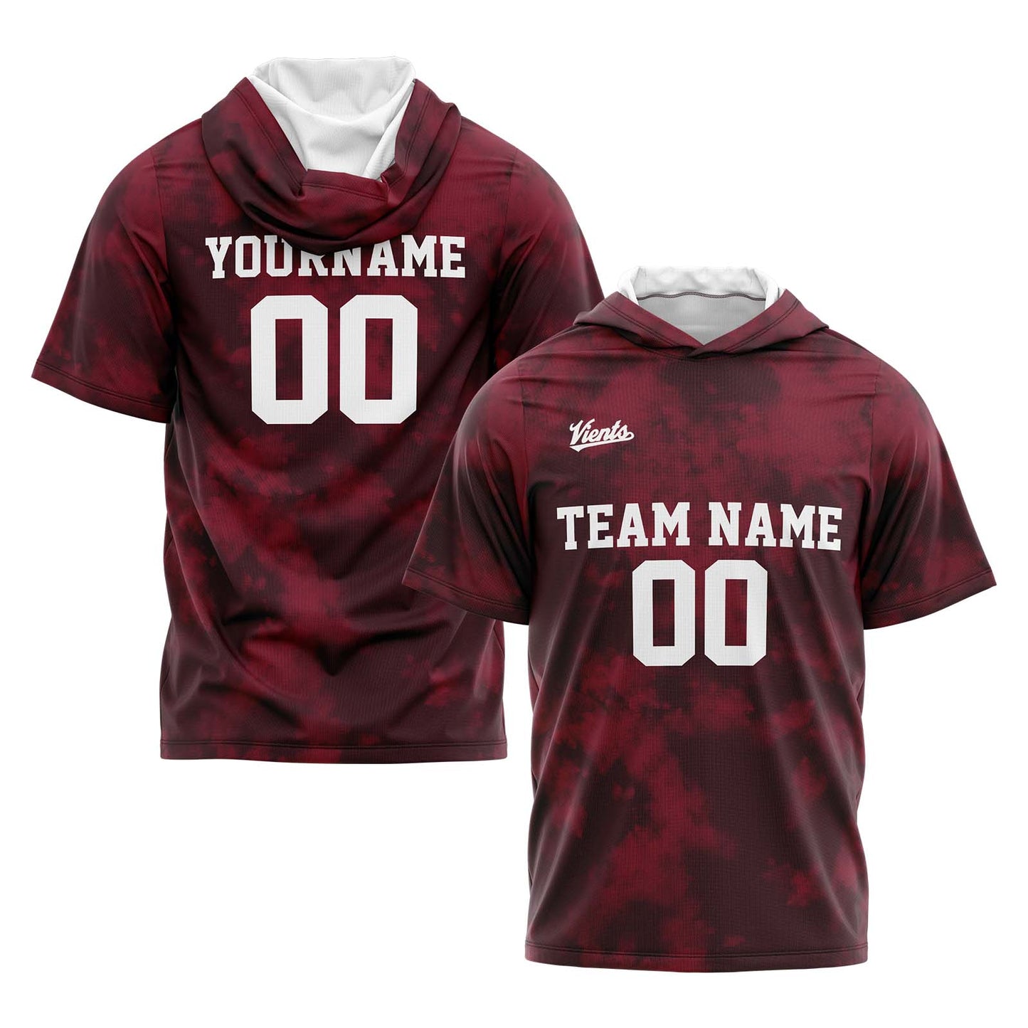 Custom Burgundy Short Sleeve Hoodies for Men Women Shirts with Hoods Printed Name Logo