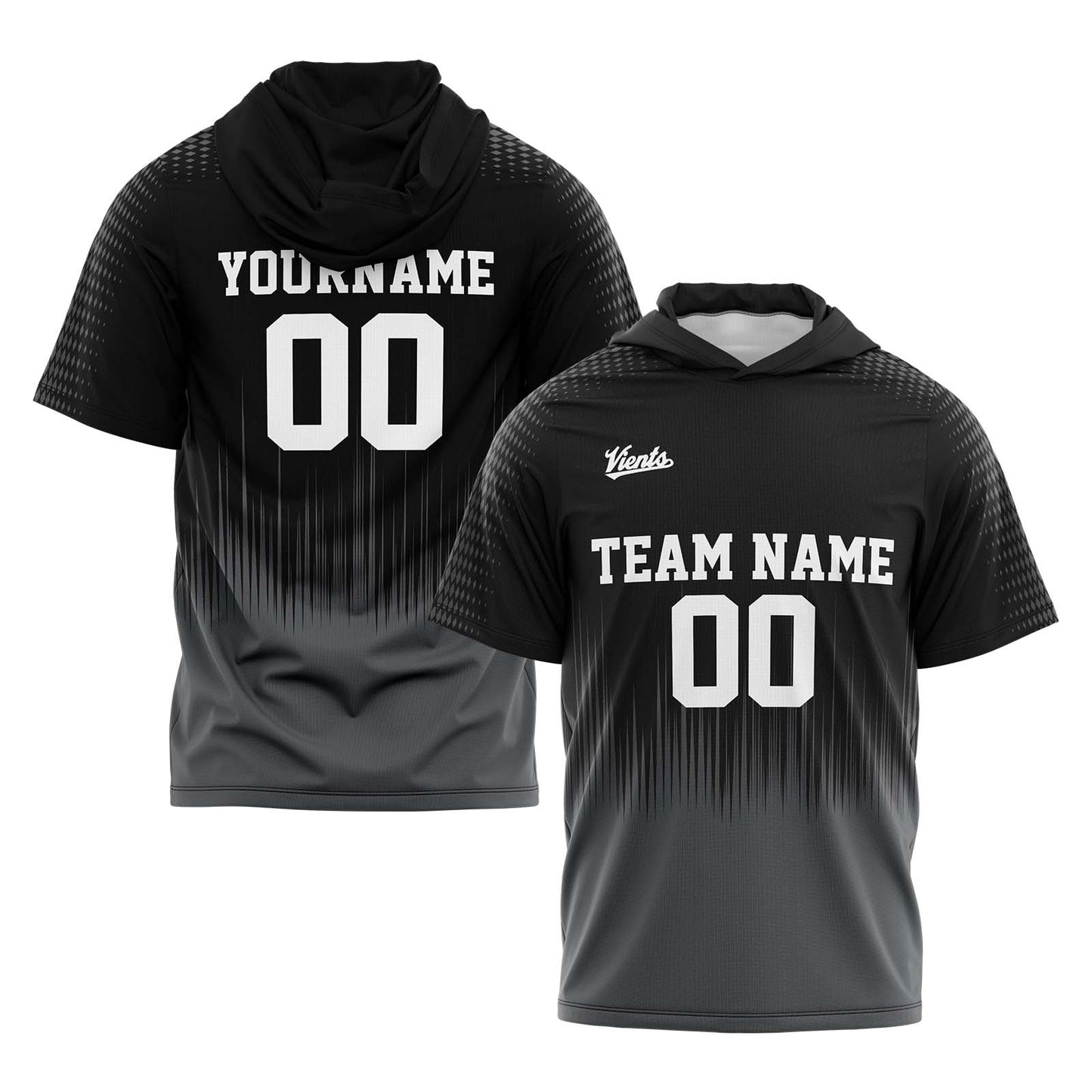 Custom Black Grey Short Sleeve Hoodies for Men Women Shirts with Hoods Printed Name Logo