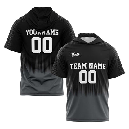 Custom Black Grey Short Sleeve Hoodies for Men Women Shirts with Hoods Printed Name Logo