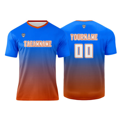 Custom Blue Orange Uniform Jersey Kids Adults Personalized Set Jersey Shirt