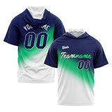 Custom Navy Green White Hooded T-Shirt Short Sleeve Hoodies for Men Women Shirts with Hoods Printed Name Logo