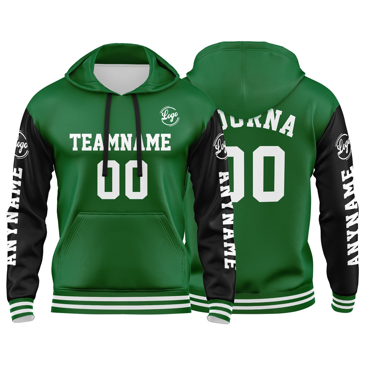 Custom Green Black Sweatshirt Hoodie For Men Women Girl Boy Print Your Logo Name Number