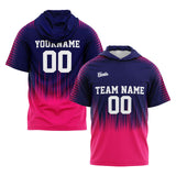 Custom Navy Pink Short Sleeve Hoodies for Men Women Shirts with Hoods Printed Name Logo