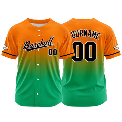 Custom Full Print Design  Baseball Jersey Orange&Green