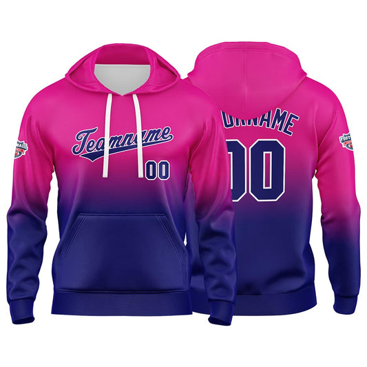Custom Gradient Hoodie For Man Woman Girl Boy Print Your Logo Name Number Fuchsia Navy