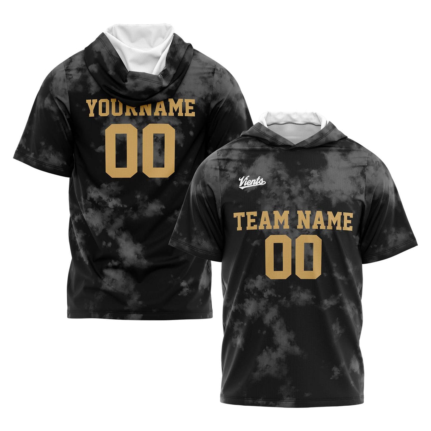 Custom Black Grey Short Sleeve Hoodies for Men Women Shirts with Hoods Printed Name Logo
