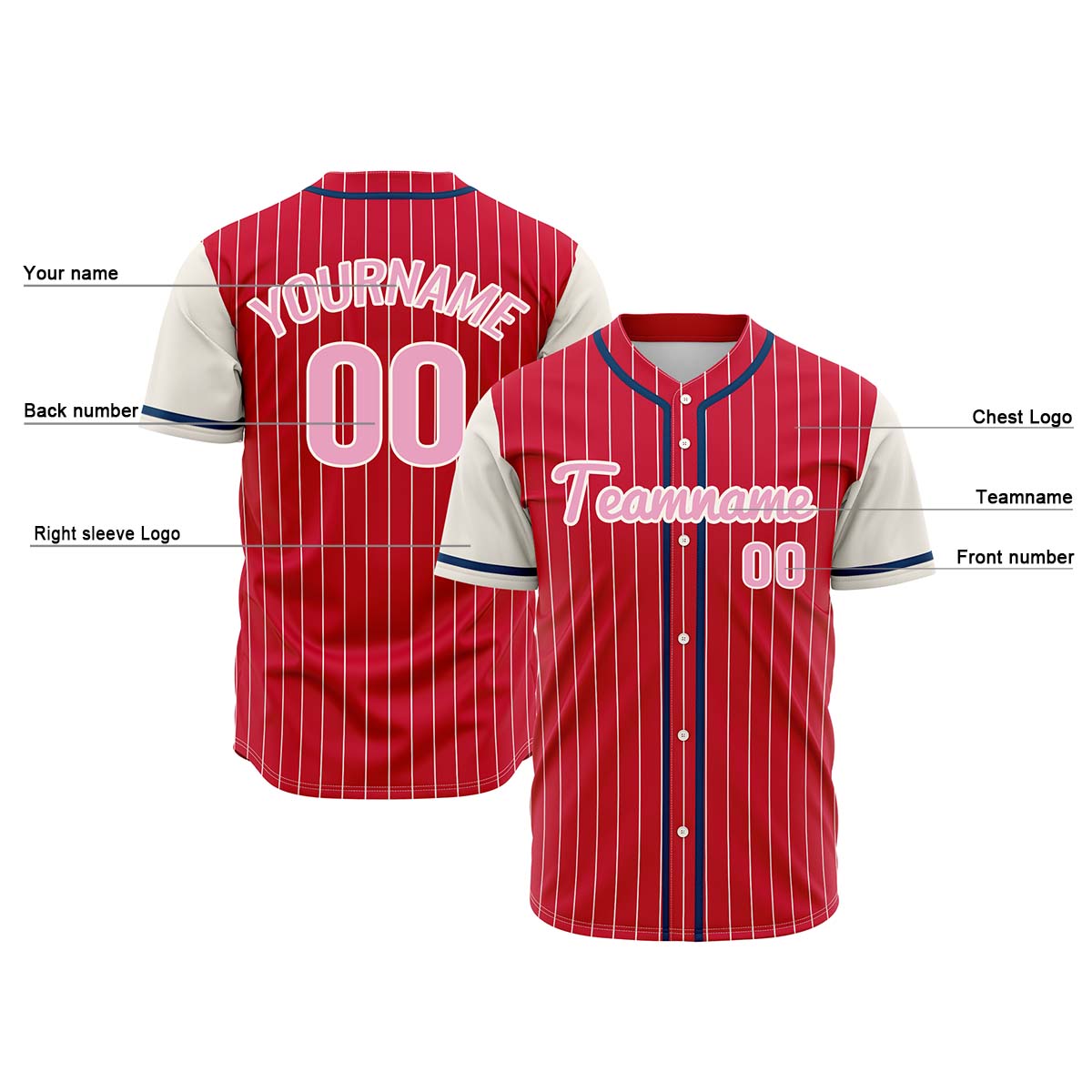 Custom Red&Off White Hip Hop Baseball Jersey Stitched Printed - Personalized Name Number Shirts #BB-0919-0092