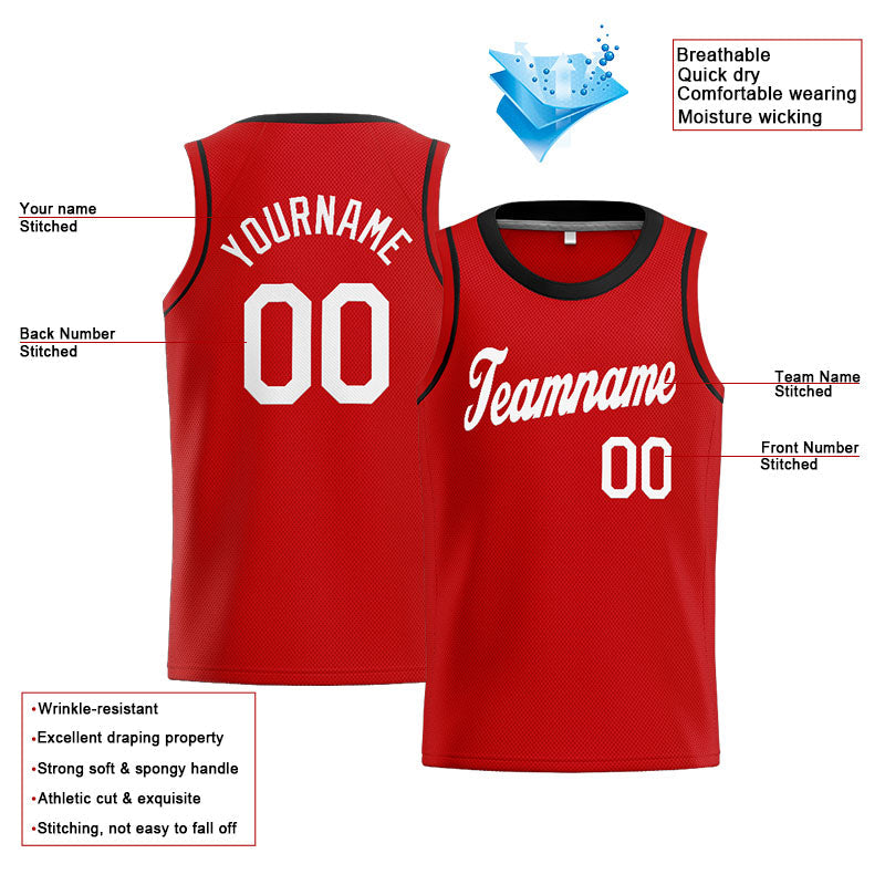 Custom Stitched Basketball Jersey for Men, Women And Kids Red-White-Black
