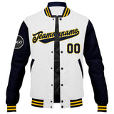 Custom Varsity Jacket Letterman jacket for Men, Women and Youth Marine Weiß Gelb